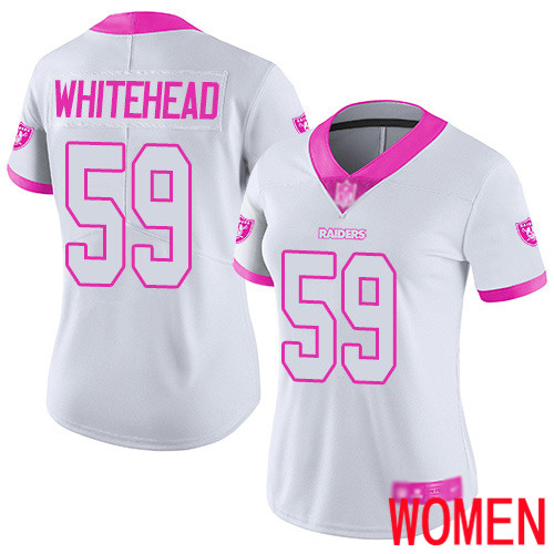 Oakland Raiders Limited White Pink Women Tahir Whitehead Jersey NFL Football #59 Rush Fashion Jersey->women nfl jersey->Women Jersey